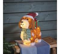 Dazzle, le Chien de Noël Lumineux avec Cadeau de 35 cm en Tissu à LED