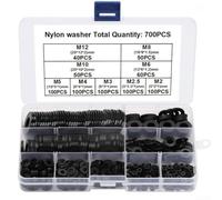 DAZZLEEX Assortiment de 700 rondelles plates en nylon M2-M12 épais en plastique noir pour appareils électriques automobiles