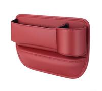 DAZZLEEX Boîte de rangement pour espace entre sièges de voiture en cuir synthétique avec port de câble de charge, organiseur intérieur organisé pour véhicules - Se place entre les sièges avant (rouge