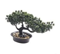 DAZZLEEX Bonsaï artificiel - Plante verte réaliste pour la décoration de la maison et du bureau - Faux pin en résine avec pot en plastique - Pas d'arrosage nécessaire