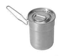 DAZZLEEX Bouilloire de camping en acier inoxydable de 1 L avec poignée pliable et couvercle en métal 304 léger pour l'extérieur, la randonnée, les voyages, le pique-nique (mat)