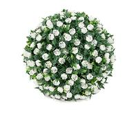 DAZZLEEX Boule d'herbe pour aménagement paysager, boules de roses artificielles topiaires à suspendre dans un panier de jardin, plantes résistantes aux UV (D 25 cm)