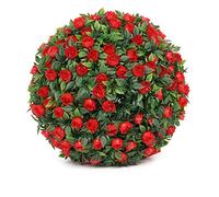 DAZZLEEX Boule d'herbe pour aménagement paysager, boules de roses artificielles topiaires à suspendre dans un panier de jardin, plantes résistantes aux UV (A 20 cm)