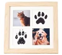 DAZZLEEX Cadre photo avec empreinte de patte d'animal de compagnie, tableau souvenir de bébé avec tampon encreur, moderne et minimaliste pour décoration murale pour chien et chat - MDF robuste 29 x 29