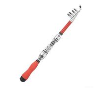 DAZZLEEX Canne à pêche télescopique ultra-courte en 5 sections pliable à 31 cm en fibre de verre portable pour bateau, rocher, surf, lancer léger, pointe sensible (rouge, 1,9 m)