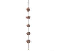 DAZZLEEX Chaîne de pluie lotus en métal robuste avec tasses résistantes à la rouille, 120 cm, fontaine décorative pour gouttière extérieure, jardin, terrasse, accent Feng Shui, facile à installer