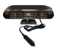 DAZZLEEX Chauffage de voiture double usage 12 V 120 W avec fonctions de chauffage et de refroidissement, dégivrage et désembuage pour pare-brise, convient pour voitures, camions, SUV (noir doré)