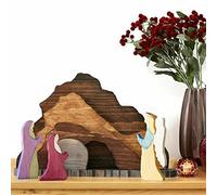 DAZZLEEX Crèche de Noël en bois avec croix de résurrection