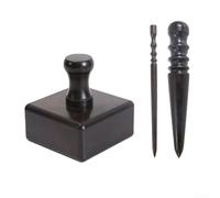 DAZZLEEX Ensemble de brunissoir pour bois et cuir, outils de polissage du bois noir africain avec tête ronde, fin et cube pour bricolage du cuir, tige de ponçage pour bords, rainures et écailles (B)