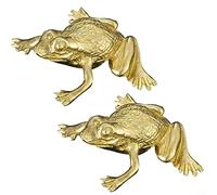 DAZZLEEX Golden Toad Sculpture de grenouille en laiton vintage - Figurine crapaud porte-bonheur en laiton fabriquée à la main pour la décoration de la maison et du
