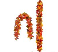 DAZZLEEX Guirlande de feuilles d'érable artificielles d'automne à suspendre - Guirlande de feuillage d'automne artificiel - Décoration de Thanksgiving pour la maison et l'événement (couleur B, 1,75 m)