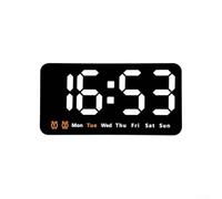 DAZZLEEX Horloge murale numérique avec grand écran LED, date, jour de la semaine et heure, format 12/24 heures, luminosité réglable à 3 niveaux, alarme à piles pour chambre à coucher, salon (blanc)