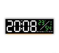 DAZZLEEX Horloge numérique LED avec date, température, alarme, chronomètre, support mural, luminosité 10 niveaux de luminosité, variateur automatique Fahrenheit pour kit de bureau à domicile (blanc