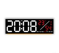 DAZZLEEX Horloge numérique LED avec date, température, alarme, chronomètre, support mural, luminosité 10 niveaux de luminosité, variateur automatique Fahrenheit pour kit de bureau à domicile (blanc