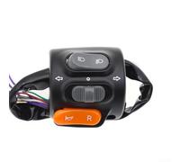 DAZZLEEX Interrupteur complet multifonctionnel pour scooter électrique, avec éclairage apsidal, clignotant, klaxon et montage sur guidon, compatible avec guidon de 22,2 mm, noir + orange