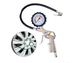 DAZZLEEX Jauge de surveillance de la pression de l'air des pneus 220 PSI en alliage d'aluminium avec gonfleur dégonfleur et fonction pompe à air, revêtement en caoutchouc épais, tube anti-explosion