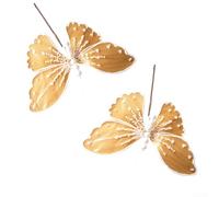 DAZZLEEX Lot de 2 décorations de sapin de Noël à faire soi-même - Papillons en tissu pailleté pour sapin de vacances, décoration murale, présentation de jardin et arrangements floraux, 13 x 22 cm