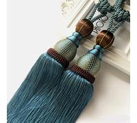 DAZZLEEX Lot de 2 grandes embrasses faites à la main pour rideaux Bleu