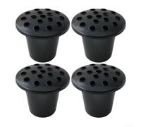 DAZZLEEX Lot de 2 ou 4 pots de fleurs en plastique noir avec couvercles pour décorations funéraires et bouquets de 13 cm de diamètre supérieur