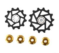 DAZZLEEX Lot de 2 poulies de dérailleur arrière à roulement en céramique 12T + 14T pour SRAM AXS et prend en charge les chaînes à 9, 10, 11 vitesses (doré)