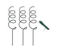 DAZZLEEX Lot de 3/5/10 piquets en spirale pour plantes grimpantes - Support de plante en fer de 43 cm avec corde d'attache de 12 cm - Vert - Lot de 3/5/10 pour tomates, concombres, haricots et fleurs