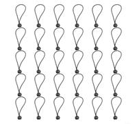 DAZZLEEX Lot de 30 tendeurs élastiques de 15 cm avec corde de 4 mm d'épaisseur et boules en plastique de 22,5 mm pour sécuriser les bâches, les auvents