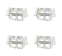 DAZZLEEX Lot de 4 pots carrés en plastique transparent avec panier de plantation à 4 trous pour fleurs hydroponiques, bulbes, bureau, maison, jardin, blanc, 10 cm