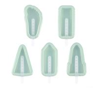 DAZZLEEX Lot de 5 moules à glace en silicone - Facile à démouler - Passe au congélateur - Outil de dessert d'été pour friandises faites maison - Violet, bleu marine, jaune (vert)