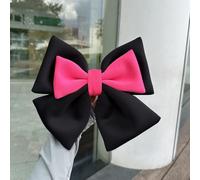 DAZZLEEX Nœud décoratif pour casque de moto avec joli ruban en tissu, matériau ABS, installation facile pour la plupart des casques, couleurs vives, y compris rose blanc, P (noir + rose)