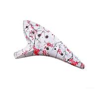 DAZZLEEX Ocarina Alto Do en céramique 12 trous 12 trous, instrument de musique à vent finition lisse en résine avec sac de protection, parfait pour tout amateur de musique (fleur)