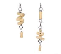 DAZZLEEX Perroquet naturel à mâcher en bois de poirier à suspendre | Bois de poirier non traité, chaîne en acier inoxydable, design interactif suspendu, sans danger pour la santé du bec