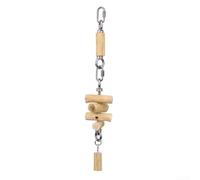 DAZZLEEX Perroquet naturel à mâcher en bois de poirier à suspendre | Bois de poirier non traité, chaîne en acier inoxydable, design interactif suspendu, sans danger pour la santé du bec