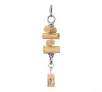 DAZZLEEX Perroquet naturel à mâcher en bois de poirier à suspendre | Bois de poirier non traité, chaîne en acier inoxydable, design interactif suspendu, sans danger pour la santé du bec