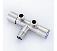 DAZZLEEX Robinet à eau froide en acier inoxydable à double poignée pour salle de bain, machine à laver, double contrôle, une vanne d'angle d'entrée et deux sorties
