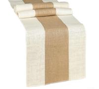 DAZZLEEX Table en toile de jute naturelle 30 x 275 cm - Décoration rustique pour mariage, fête d'anniversaire, centre de table, marron et blanc (marron et blanc)