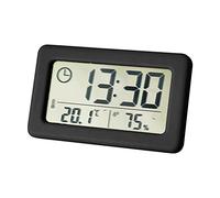 DAZZLEEX Thermomètre numérique hygromètre d'intérieur LCD avec horloge simple Noir