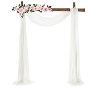 DAZZLEEX Tissu drapé en mousseline de soie pour arche de mariage - Rideaux drapés - Écharpe de cérémonie de mariage - Blanc