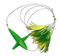 DAZZLEEX Tuna Fishing Lure Bait,Coloured Feathers Rigs Hooks with Steel Hook Feather Trolling Skirt for Sea Fishing(Dark Green)