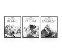 Dazzlewall 16 Lot de 3 Posters Montagnes Noirs et Blancs Himalayas Mont Everest Alpes pour Bureau Salon 30×40 cm Non Encadrés