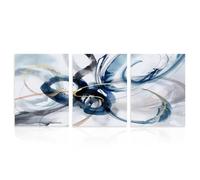Dazzlewall 3 Pièces Set Décoration Murale Abstrait Moderne, Affiche Encre Fluide Bleu & Or Pour Bureau Salon Chambre 30x40 Cm Sans Cadre