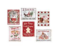 Dazzlewall 6Pcs Rustique Rouge Noël Mural Impression D’Art, Pain D’Épice Vintage Homme Père Noël Décoration Murale Affiche Signe pour Chambre Salon Ornement, 20x25 cm Sans Cadre