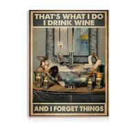 Dazzlewall Affiche d'art mural de chat drôle, Images vintage de chat prenant un bain pour salle de bain 12x16 pouces sans cadre