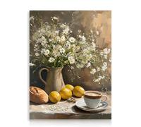 Dazzlewall Affiche d'art mural vintage floral, Images de cuisine citron Décor mural de nature morte de marguerite pour chambre à coucher salon 12x16 pouces sans cadre