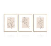 Dazzlewall Affiche de Décoration Murale Botanique Beige Affiche de Fleur Minimaliste Abstraite pour Chambre à coucher Décoration de Salon 12x16 in Sans Cadre Lot de 3