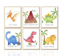 Dazzlewall Affiche de Décoration Murale de Dinosaures en aquarelle Affiche de Citations Motivantes pour la Décoration des Chambres d'Enfants 8x10 in Sans Cadre Lot de 6