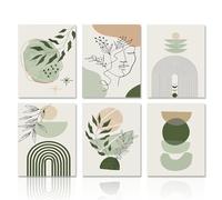 Dazzlewall Affiche Décorative Murale Boho Vert Sauge Affiche Murale Géométrique Abstraite Minimaliste pour Chambre à Coucher Salon 8x10 in Sans Cadre Lot de 6