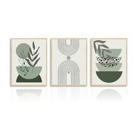 Dazzlewall Affiche Décorative Murale Boho Vert Sauge Affiche Murale Géométrique Abstraite pour Chambre Salon 12x16 in Sans Cadre Lot de 3
