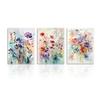 Dazzlewall Affiche Murale Fleur Aquarelle Affiche Murale Fleur Sauvage pour Chambre Salon Décoration 12x16 in Lot de 3 Sans Cadre