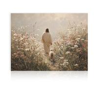 Dazzlewall Affiche Religieuse Jésus Agneau, Tableau Toile Bon Pasteur Chrétien Pour Chambre Église 30x40 Cm Sans Cadre
