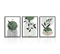 Dazzlewall Art Mural Boho Vert Sauge, Tableau Décoration Murale Minimaliste Abstraite Géométrique Botanique, Affiche Moderne pour Salon Chambre Salle de Bain 30x40 cm Sans Cadre, Lot de 3